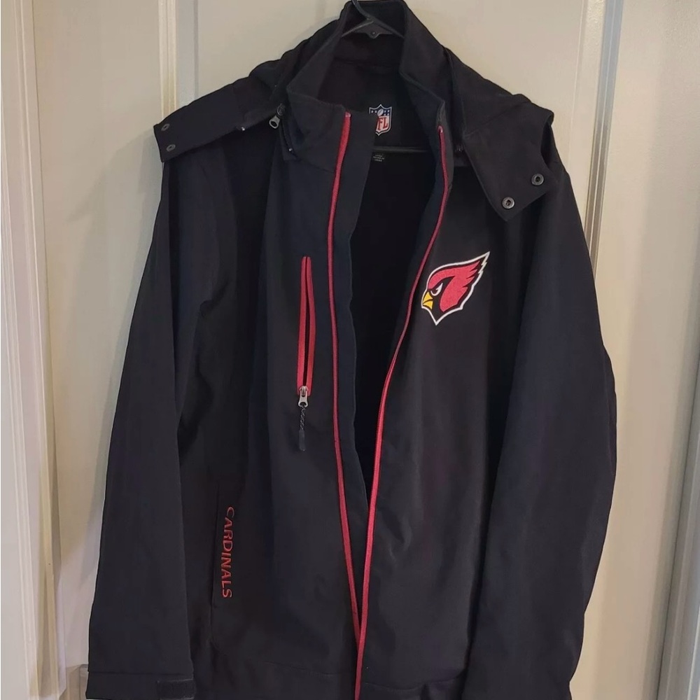 Arizona Cardinals Soft Shell Jacket NFL Windbreaker Men’s Size L Black Red